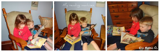 kids reading together in a chair