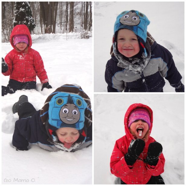 My kids sure love playing in and eating the snow!