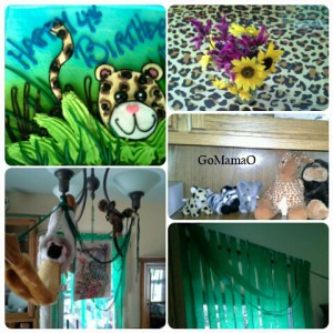 Jungle birthday party collage