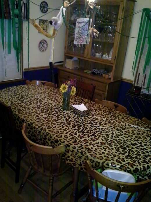 view of the table and jungle vines