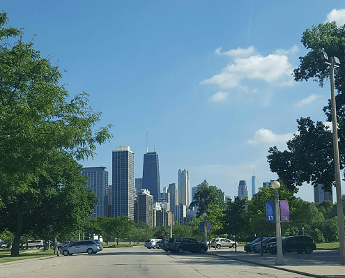 View of the Chicago Skyline from Lincoln Park