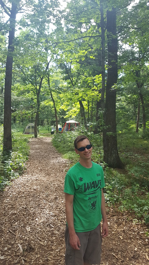 Daddy O. on the path leading to our campsite