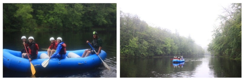 Go Mama O rafting in the rain pictures at the start of our trip