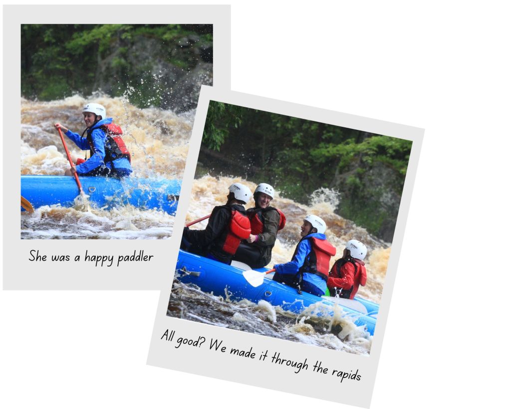 Close up after making it through the rapids. Go Mama O.